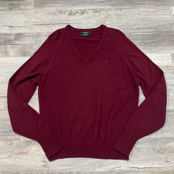 Christian Dior Monsieur XL Orlon Acrylic V Neck Sweater VTG 90s USA Red Luxury - Picture 1 of 6